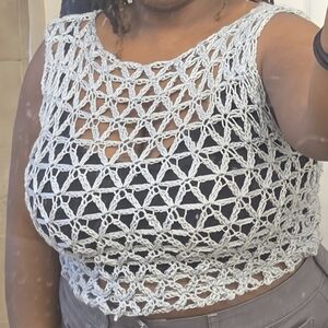 Women's Crochet Lace Top - White